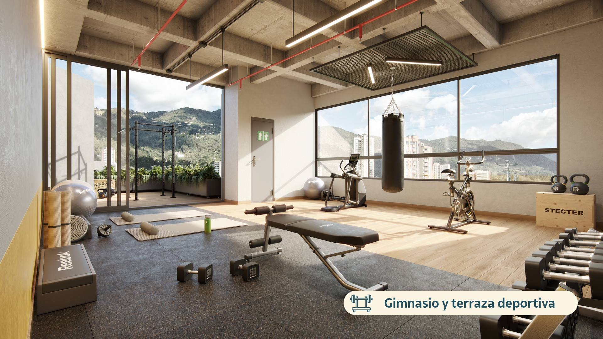 Gimnasio y terraza deportiva