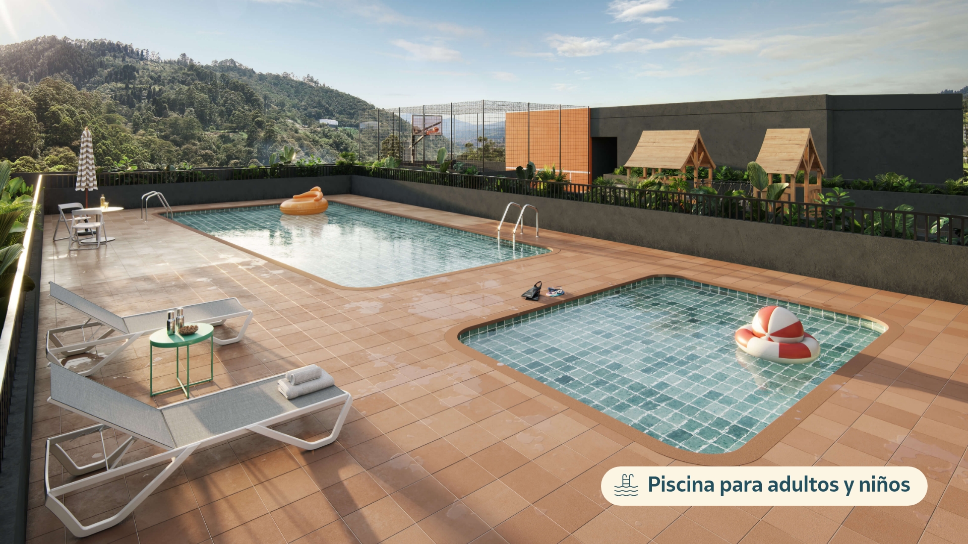 Piscina para adultos y niños